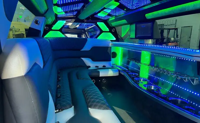 Interior of a stretch limousine.
