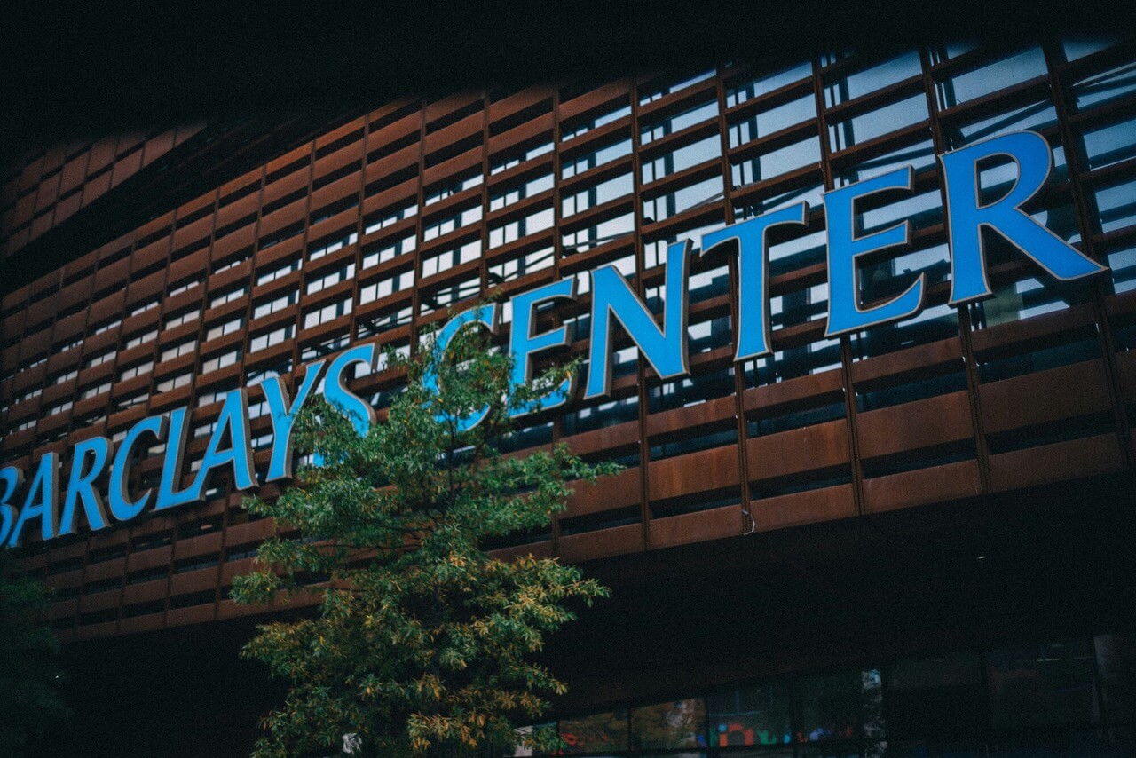 Barclays Center sign in Brooklyn, a stop for NYC concert car service